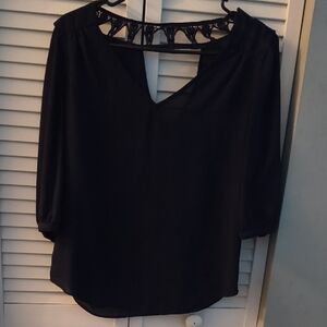 A. Byer Black Blouse with Cut-Out Design
